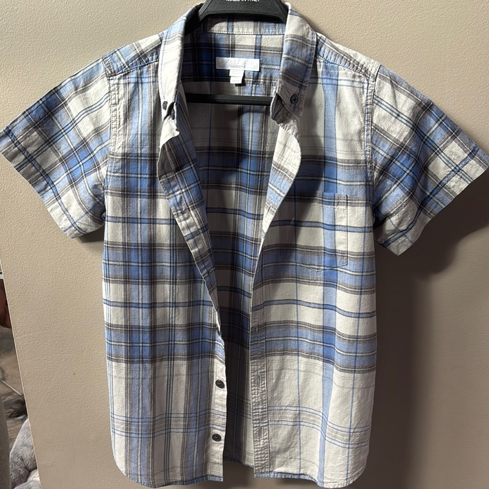 Blue Plaid Short Sleeve Shirt